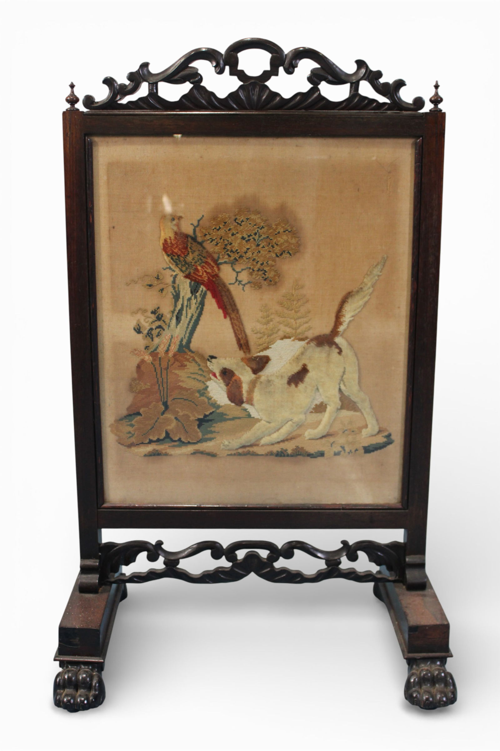 Victorian Rosewood Fire Screen with Needlework Panel (1 of 2)