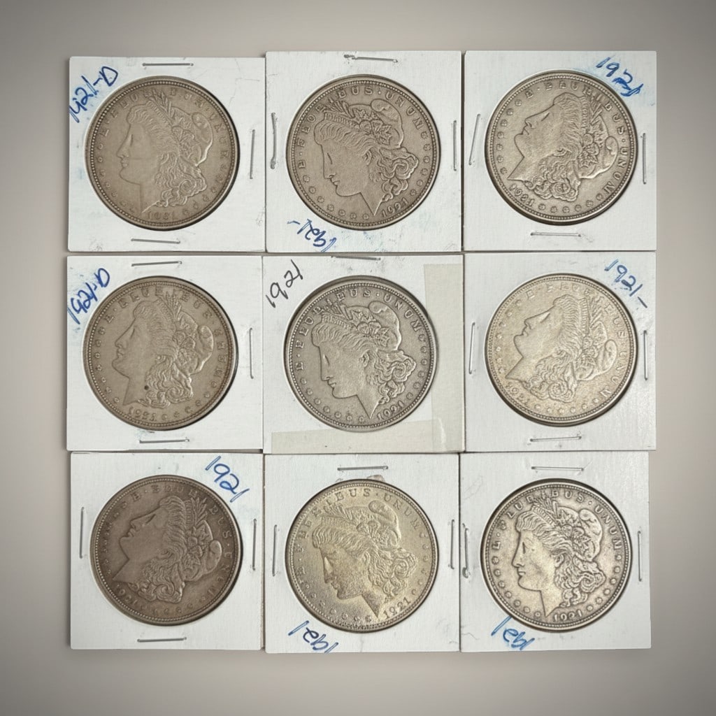 Six (6) 1921 Morgan Silver Dollars ? Mixed Mint Group ? .900 Fine Silver (1 of 7)