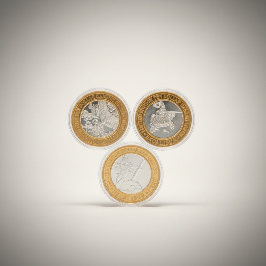 Three Excalibur Silver Strike Tokens - 2