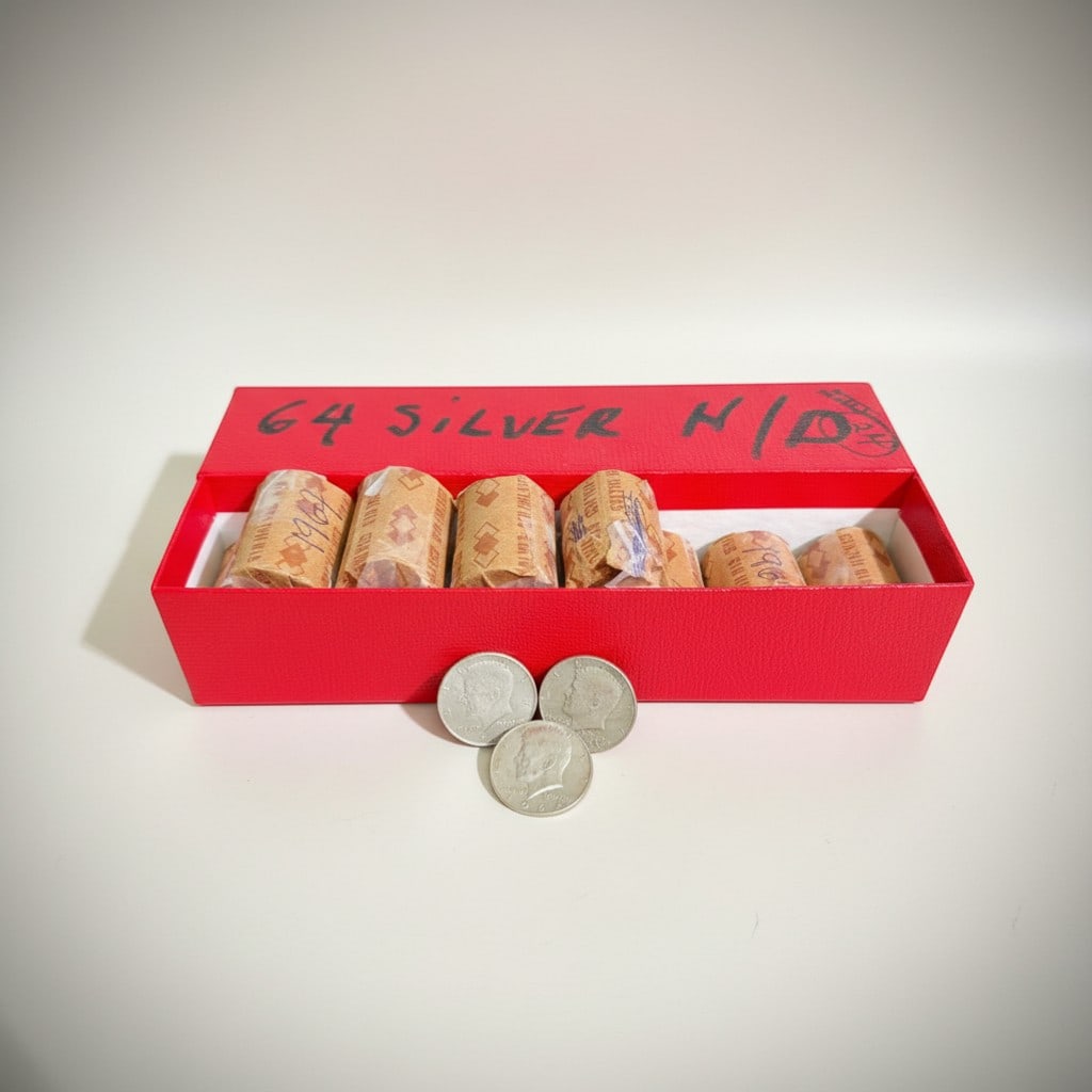 Two Hundred Fourteen 1964 Kennedy Silver Half Dollars ($107 Face Value): Group of two hundred fourteen United States Kennedy half dollars dated 1964. Introduced shortly after the assassination of President John F. Kennedy, the 1964 issue marked the first year of the Kenned