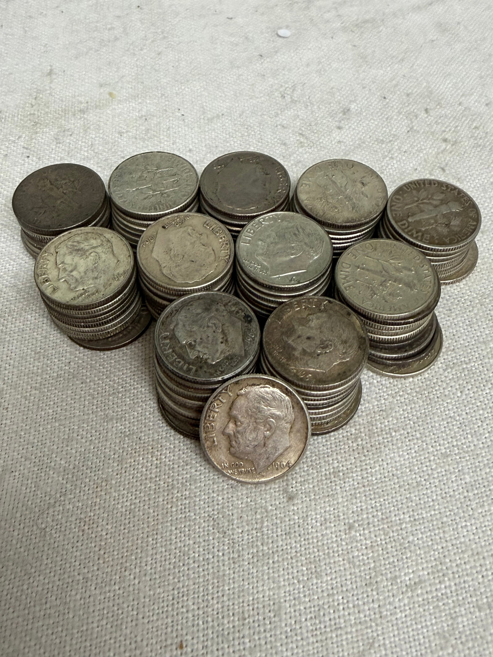 Lot of 99 Roosevelt silver dimes (1960-1970) (1 of 1)