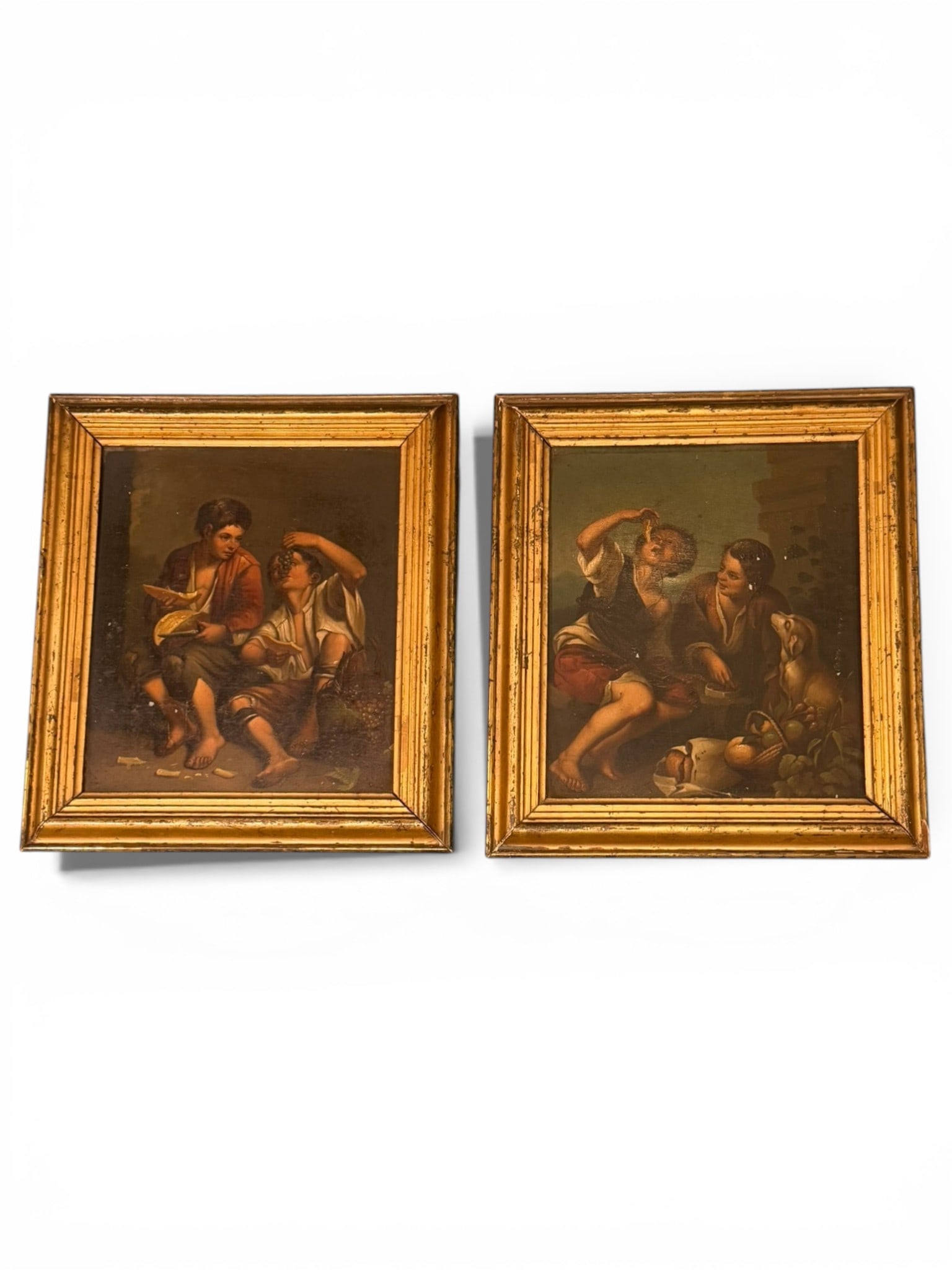 Pair of Continental Genre Oil Paintings on Board (1 of 6)