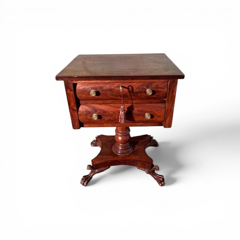 American Classical Figured Mahogany Work Table, New York, c. 1825–1840 (1 of 9)