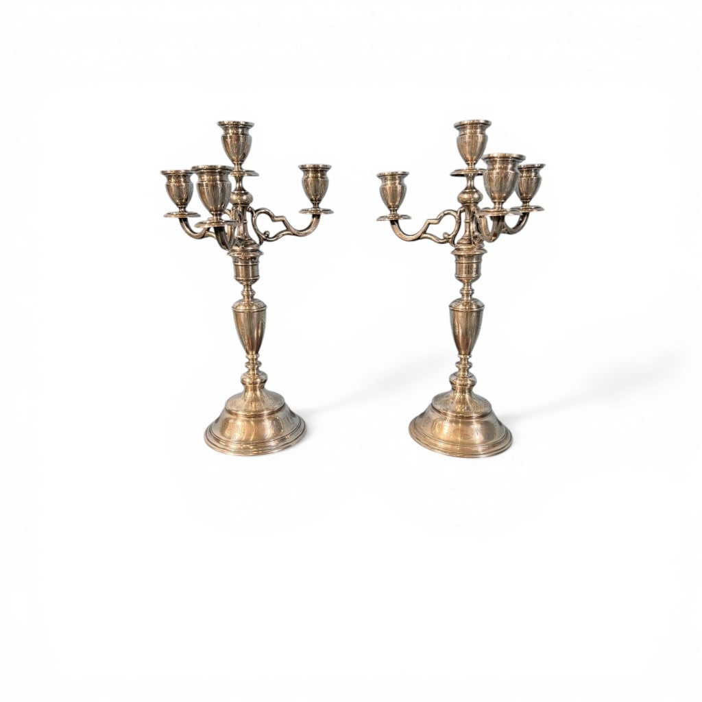 Pair of Sterling Silver Five-Light Candelabra, 20th Century (1 of 6)