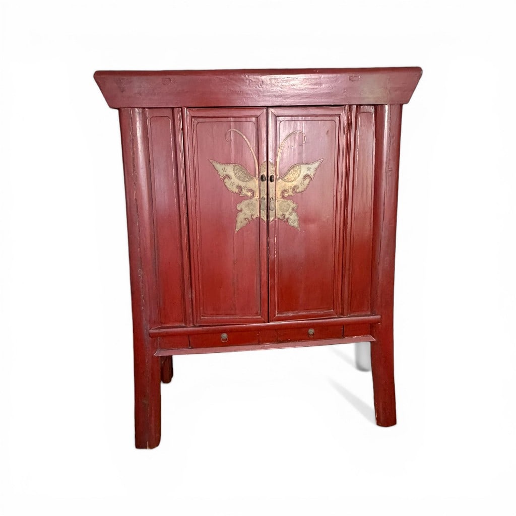 Pennsylvania Red Painted Pine Cupboard, Lancaster or Berks County, 19th Century (1 of 7)