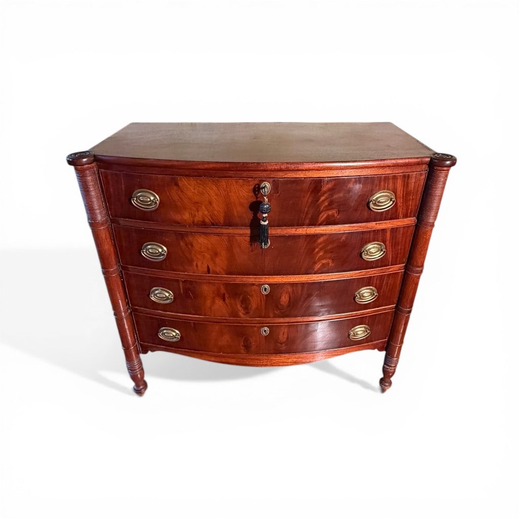 American Classical Mahogany Bowfront Chest, Elliptical Form, c. 1815–1830 (1 of 8)