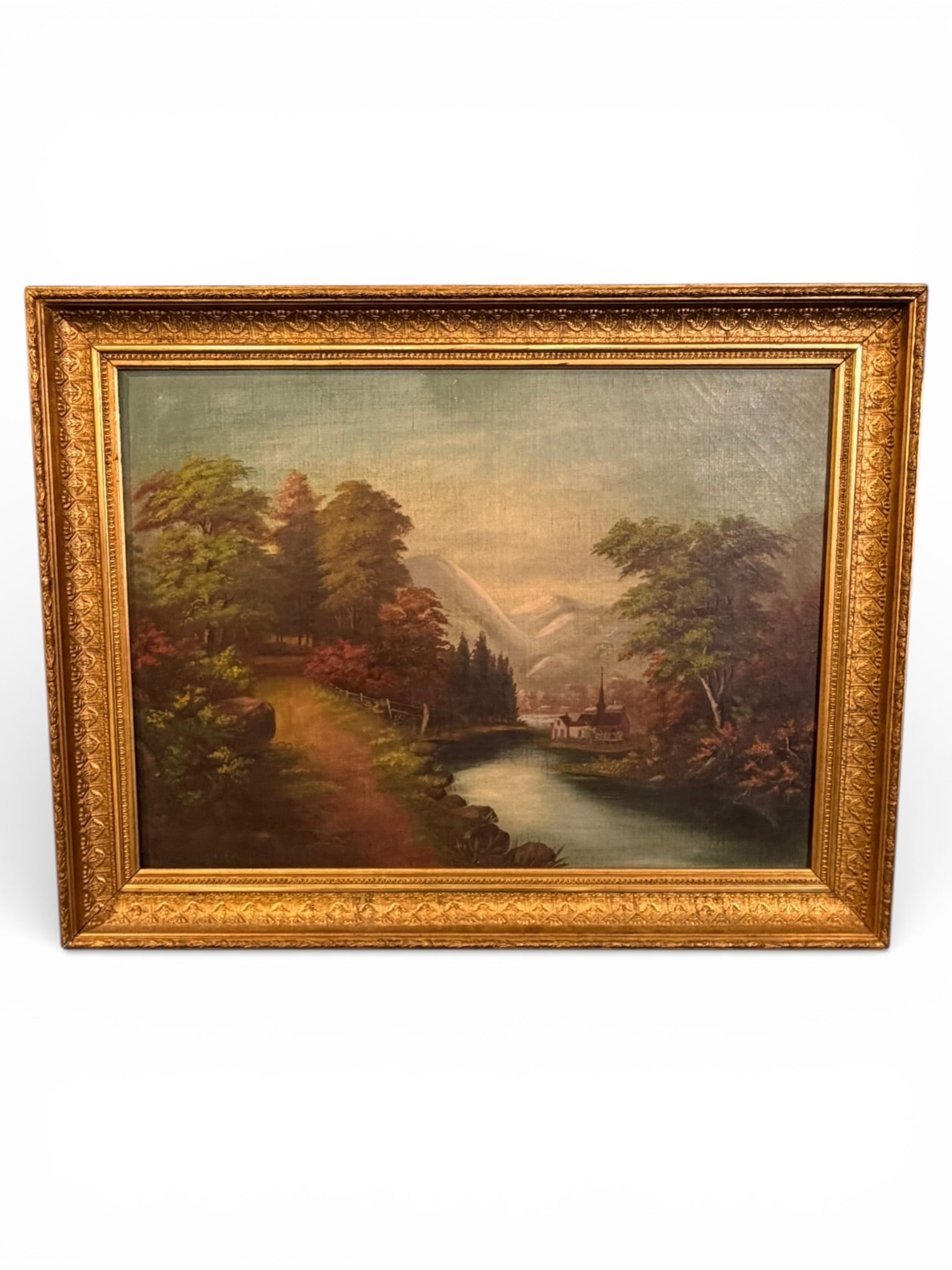 American School Pastoral Landscape, Oil on Canvas, mid-19th century (1 of 4)
