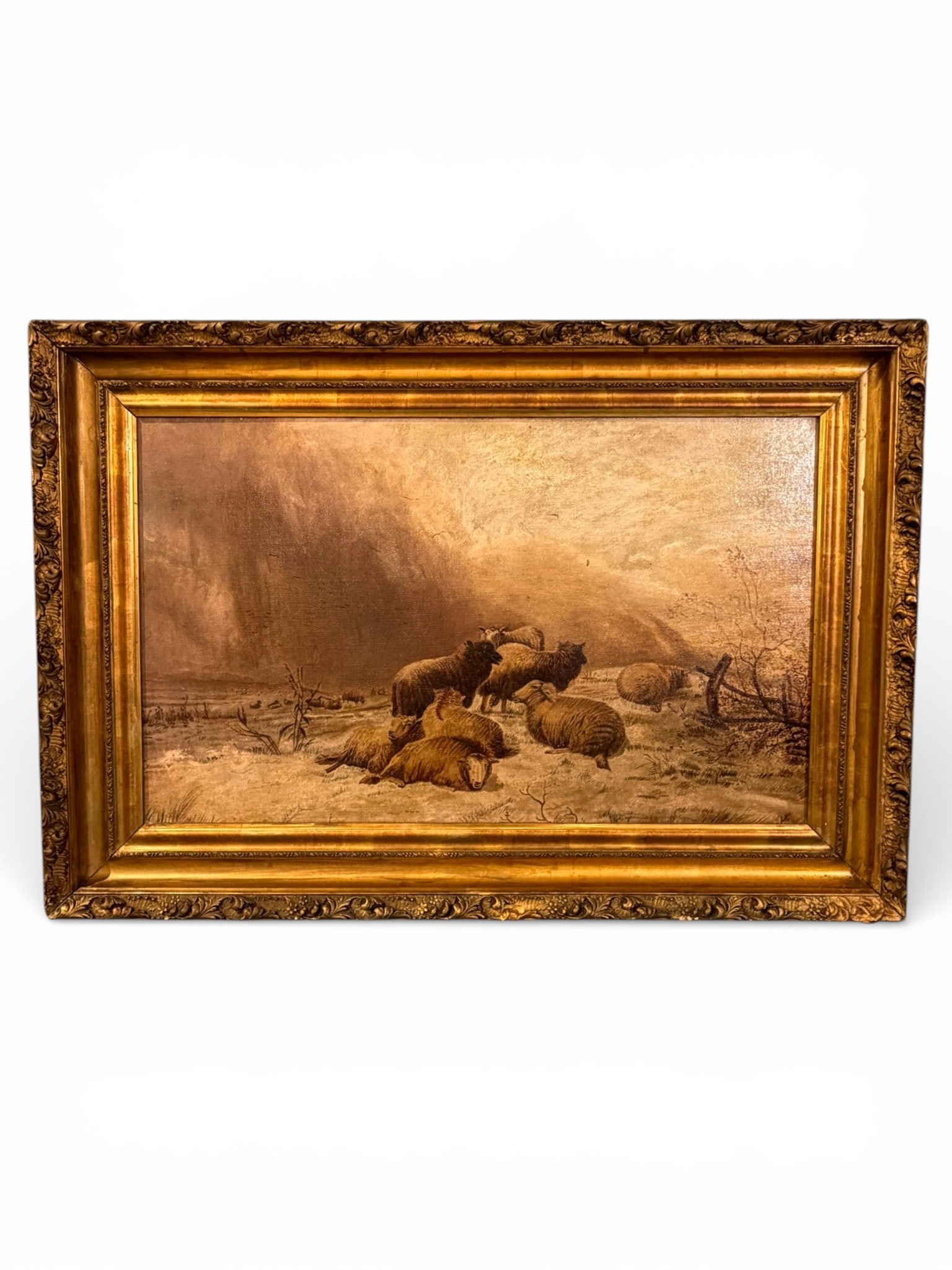 British School Pastoral Landscape with Sheep, Oil on Canvas, 19th century (1 of 9)