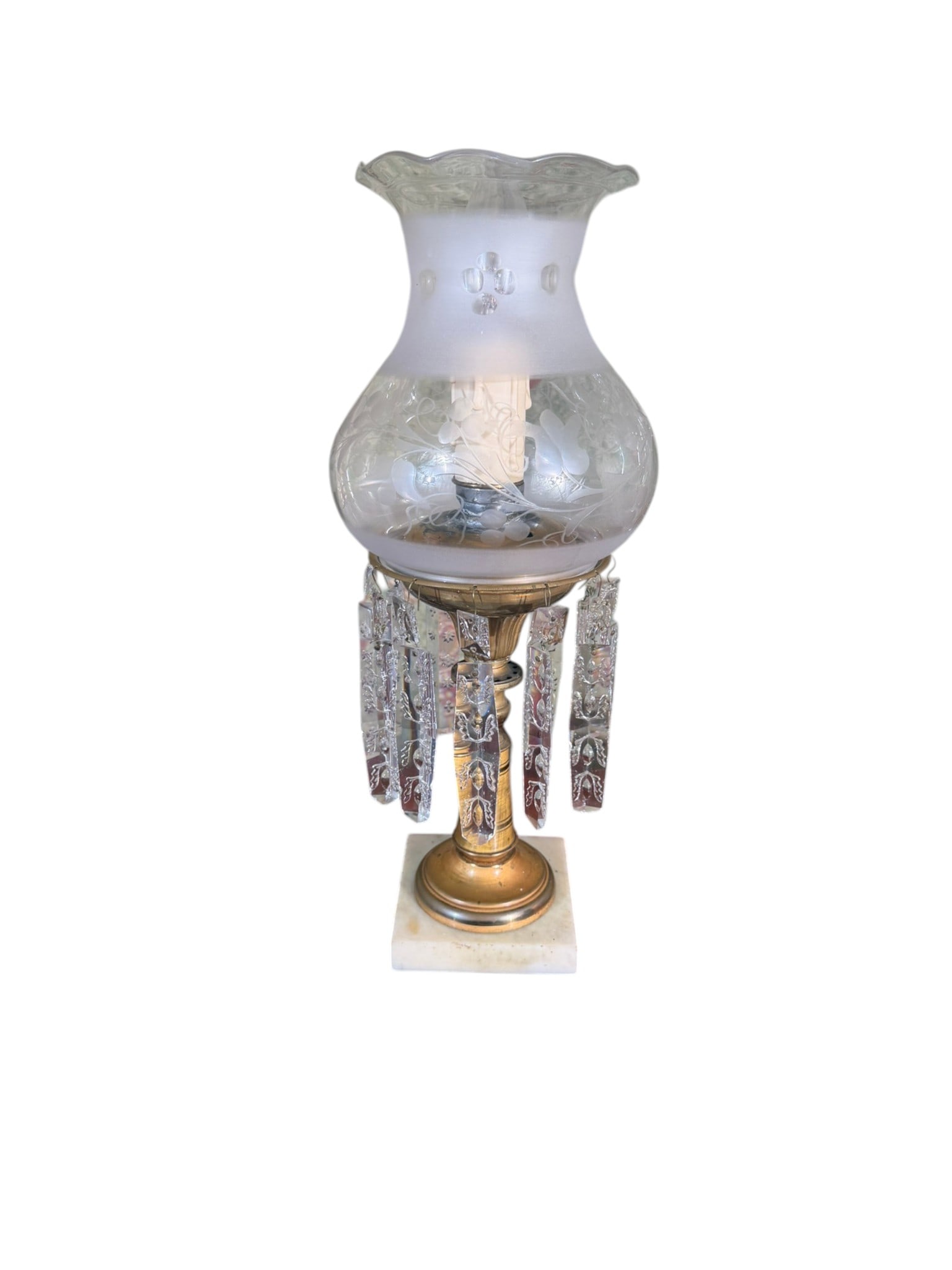 19th Century Gilt Brass Solar Lamp, Electrified (1 of 6)