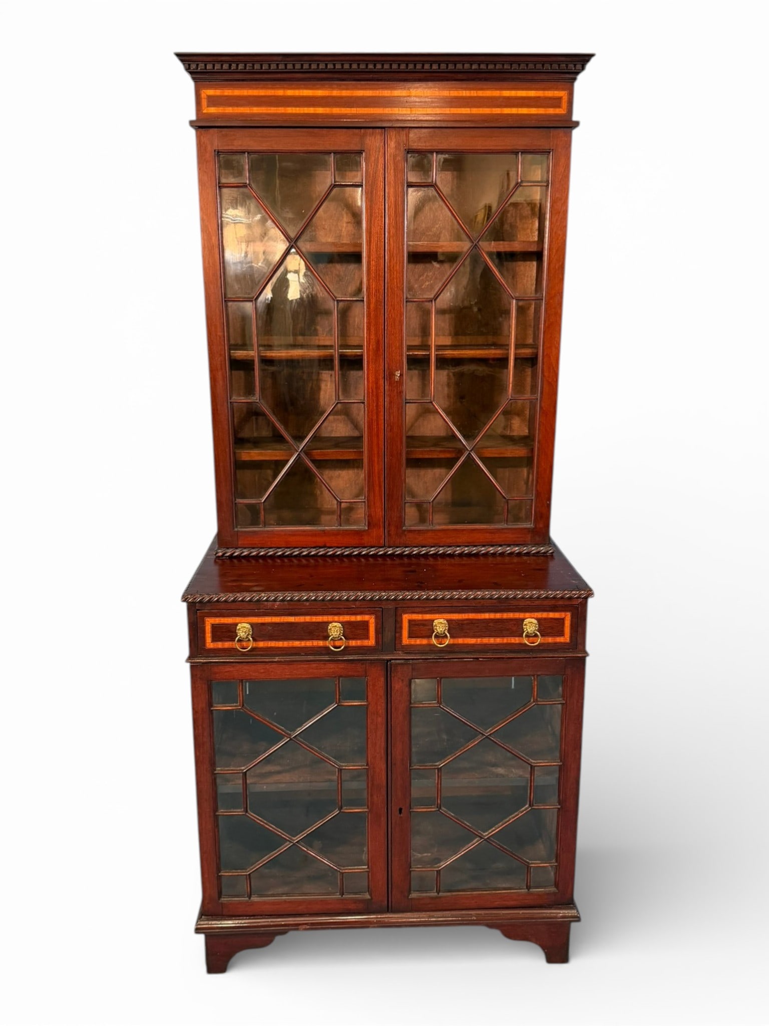 English Inlaid Mahogany Cylinder Desk Bookcase, first quarter 19th century (1 of 12)