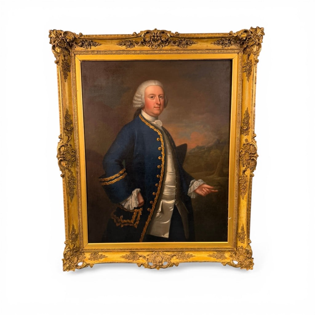 Large English Gentleman Portrait, Oil on Canvas, Mawson, Swan & Morgan Label Verso (1 of 5)