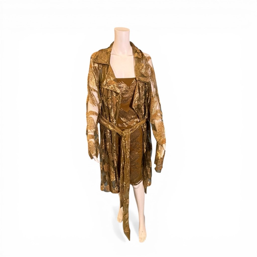 Whitney Houston Stage-Worn Gold and Olive Brocade Ensemble (1 of 6)