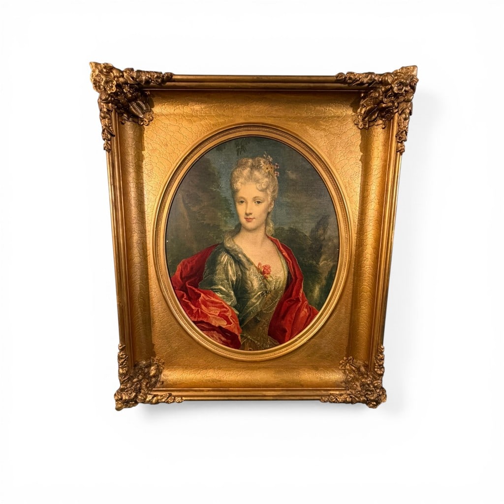 French School Portrait of a Lady, After Nicolas de Largillière, Oil on Board (1 of 6)