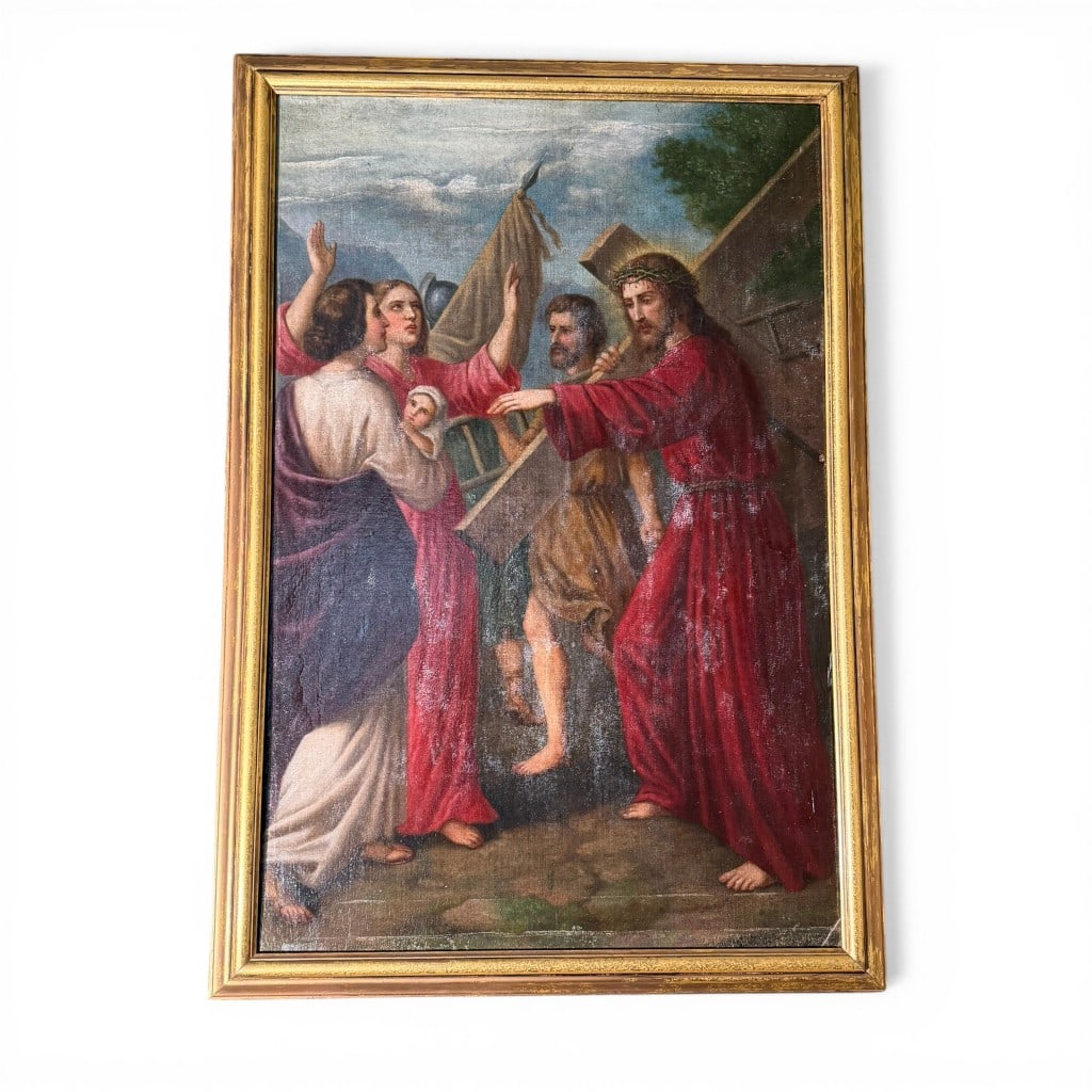 Five Stations of the Cross Paintings, Signed “G. Grossio,?? mid-20th century (1 of 8)