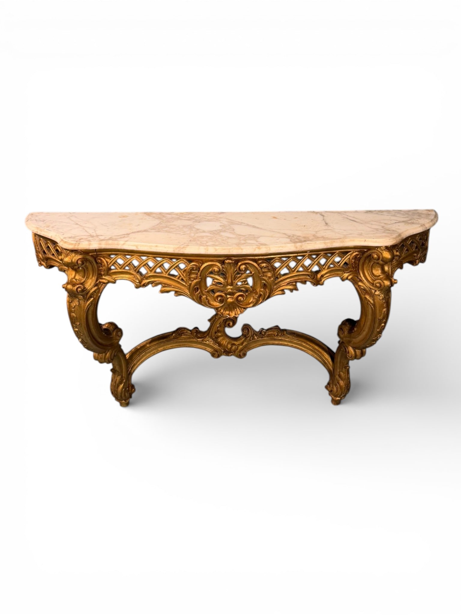 Italian Louis XV Style Giltwood Console Table with Marble Top (1 of 11)