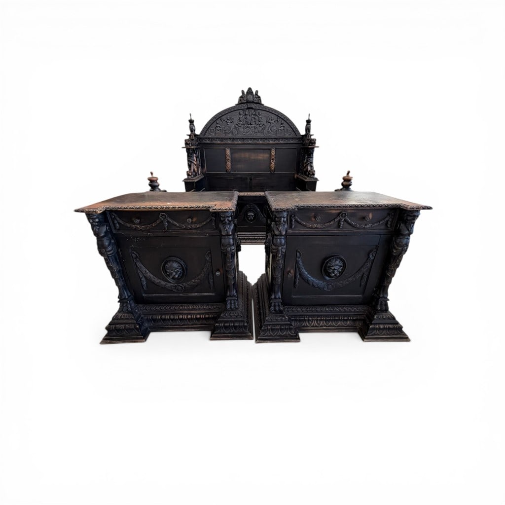 Pair of Renaissance Revival Carved Bedside Cabinets (1 of 4)