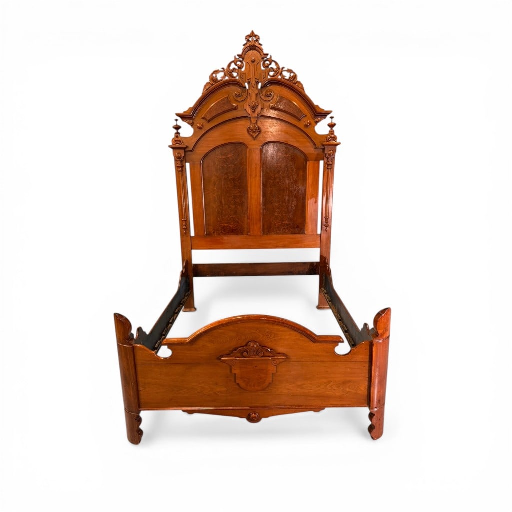 Victorian Carved Walnut High Back Bed, Riverview Plantation, Columbus, MS (1 of 6)
