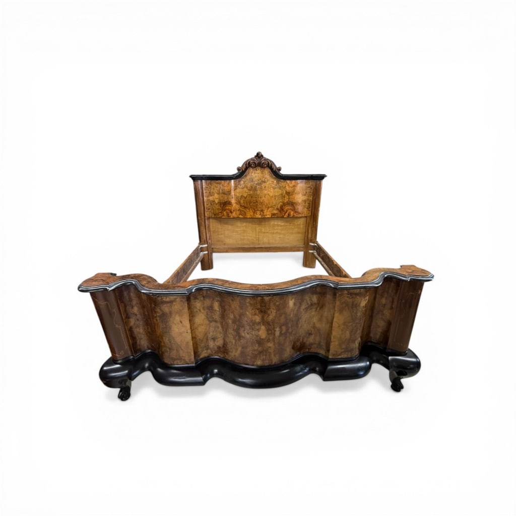 Louis Philippe Style Burlwood Veneered Bedstead with Inlay (1 of 5)
