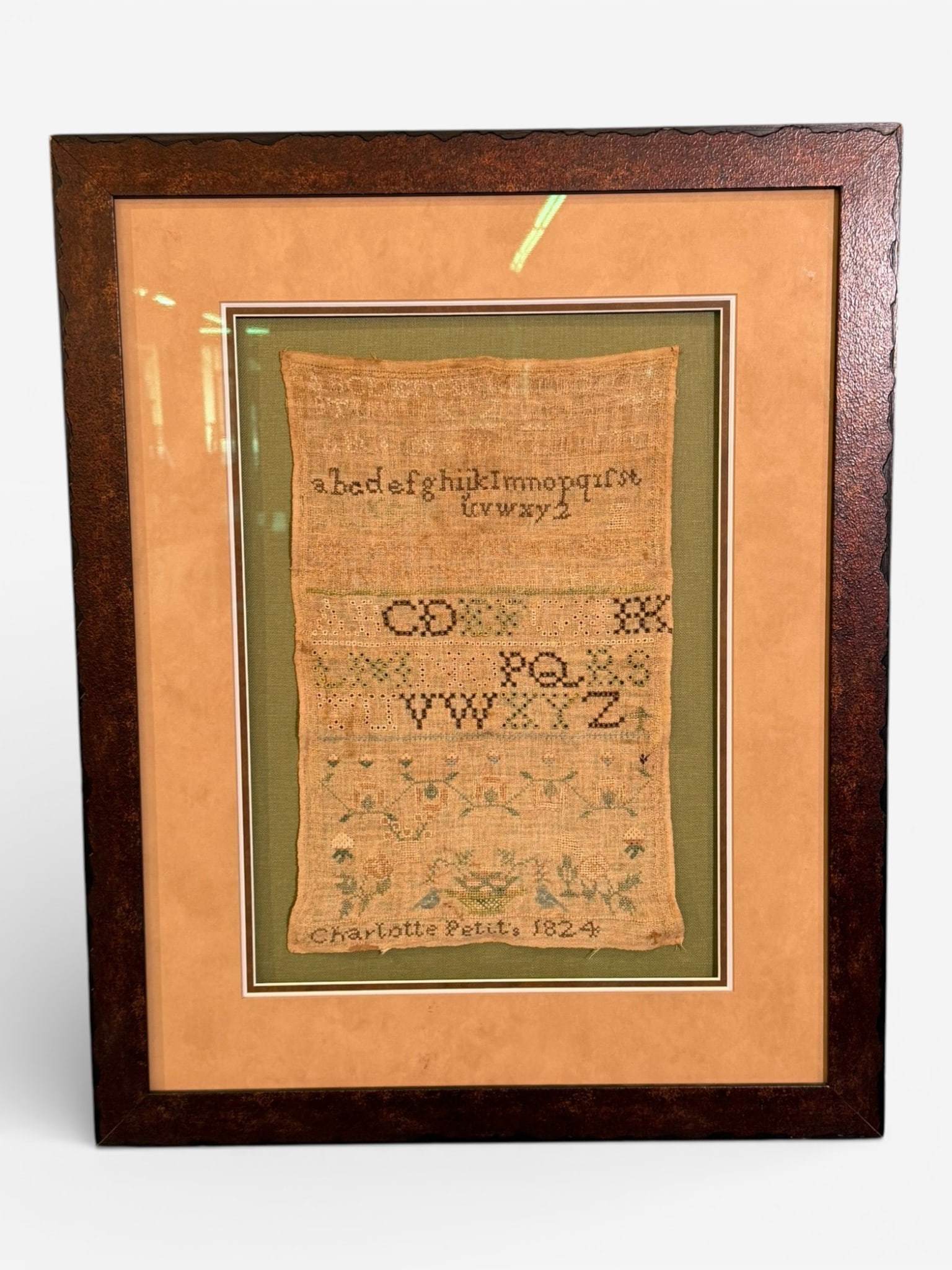 American Needlework Sampler, “Charlotte Petit,?? Dated 1824 (1 of 4)