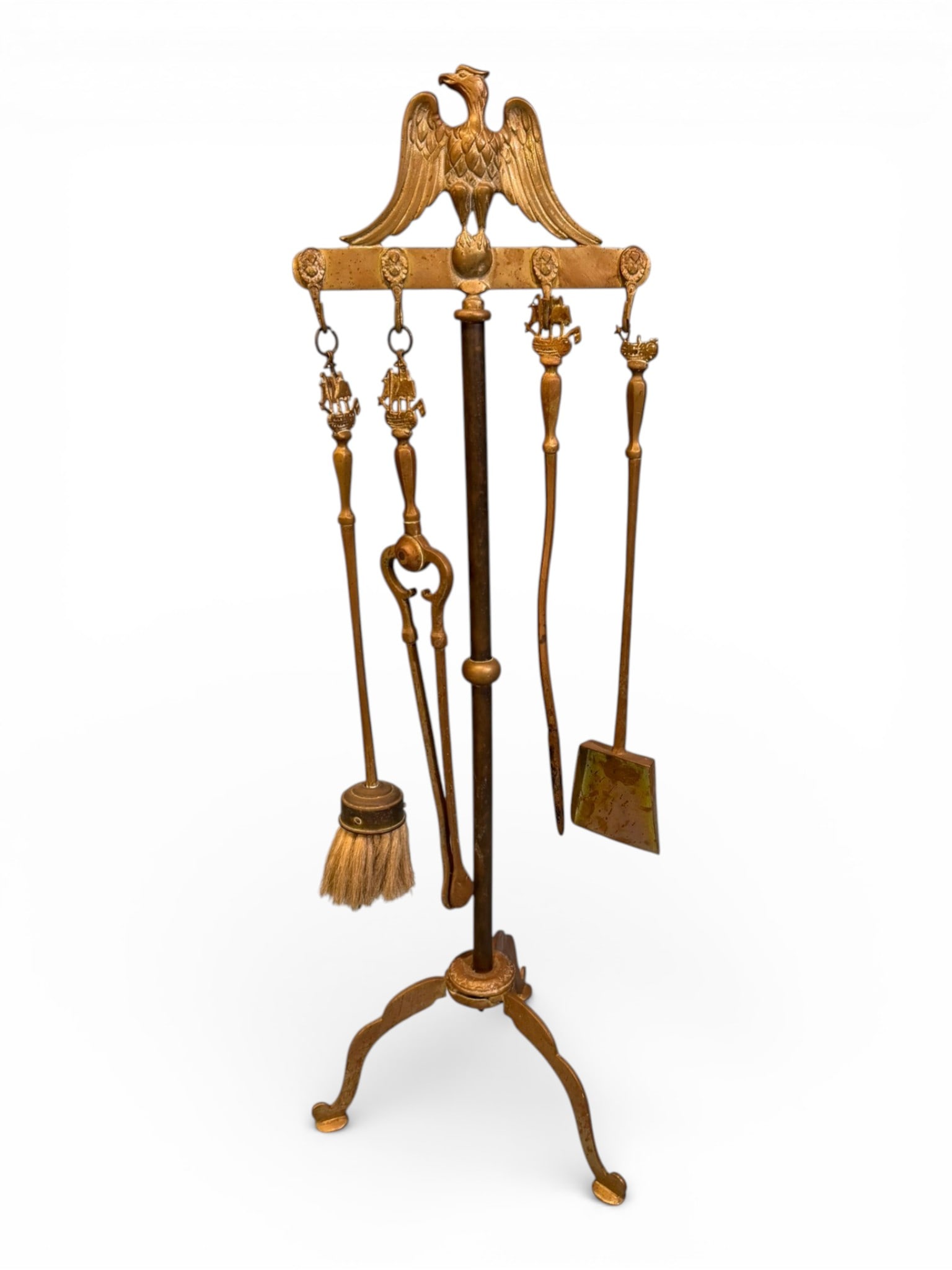 Federal-Style Brass Fireplace Tool Set, Late 19th Century (1 of 6)