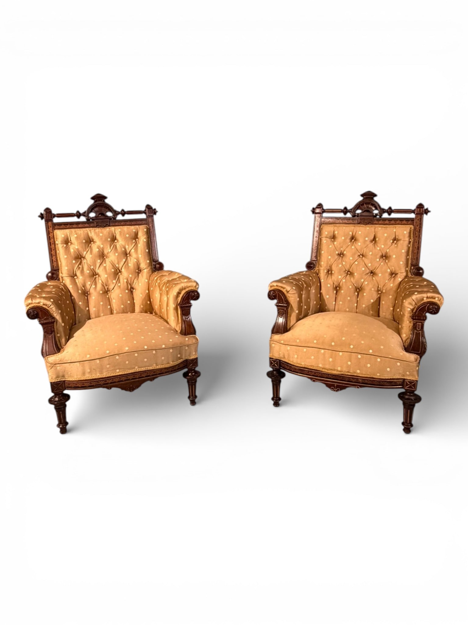 Pair of American Eastlake/Aesthetic Movement Upholstered Armchairs (1 of 10)