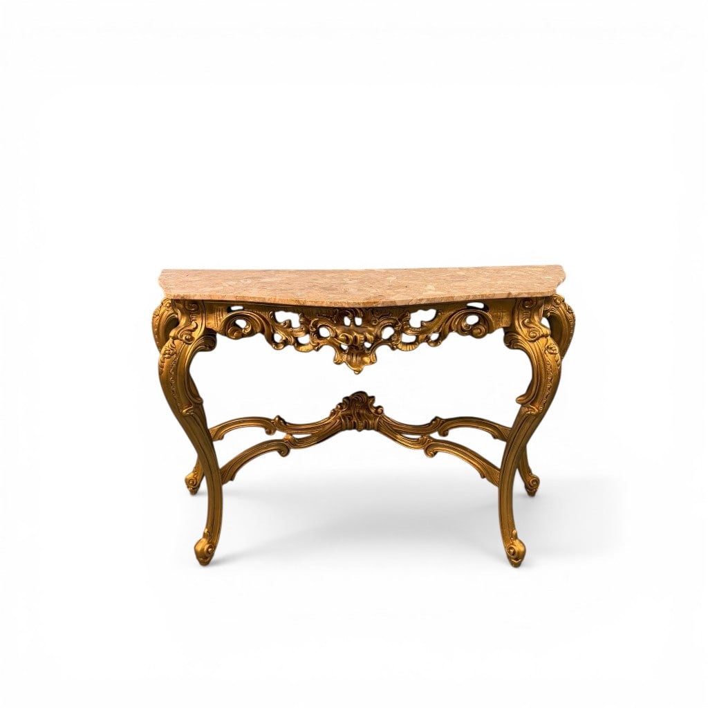 French Louis XV Style Giltwood Console Table with Marble Top (1 of 6)