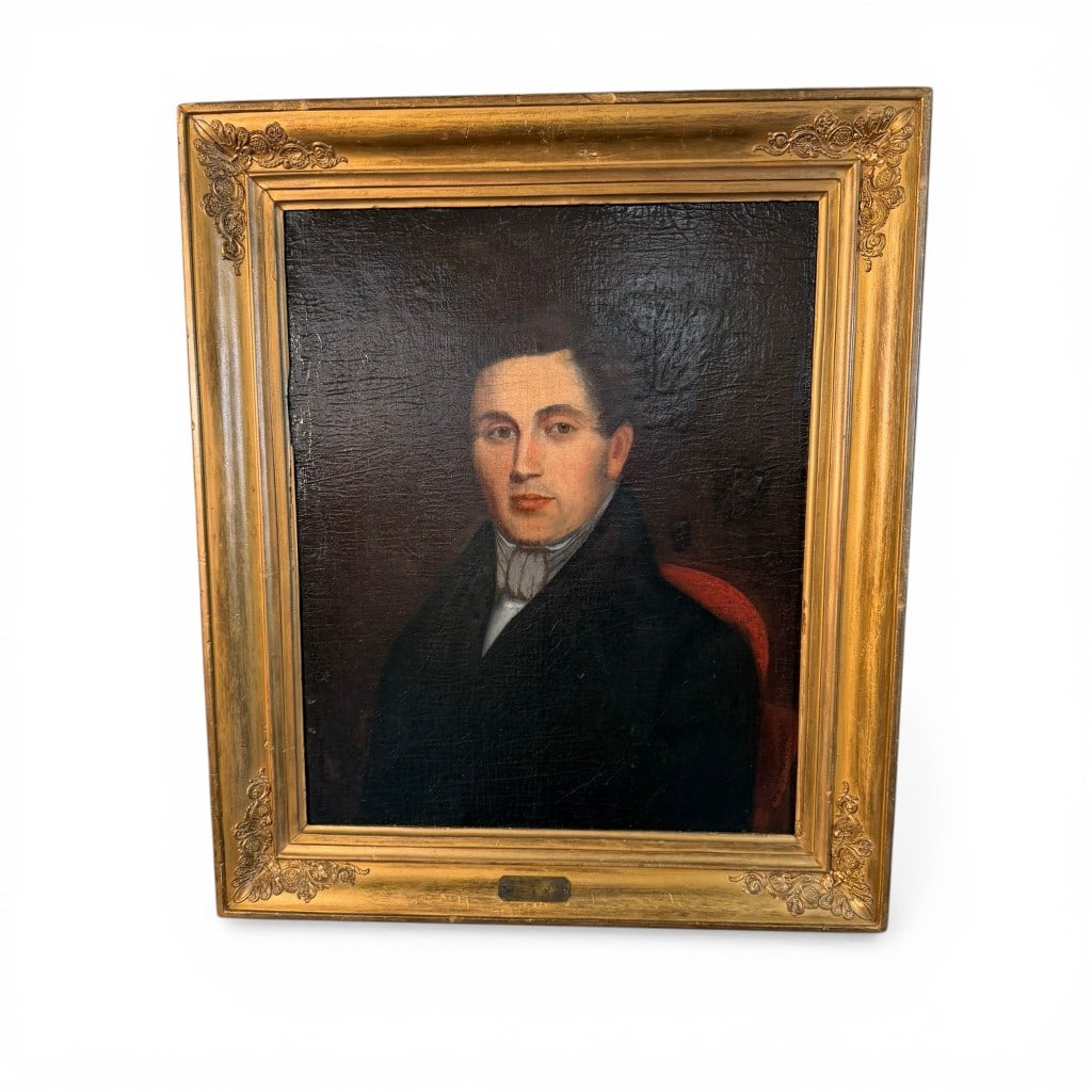 Early Portrait of a Gentleman, Attributed to John Opie (1761–1807): Oil on canvas portrait of a seated gentleman depicted in three-quarter view, wearing a dark coat and white cravat, rendered in a manner consistent with late 18th to early 19th century English