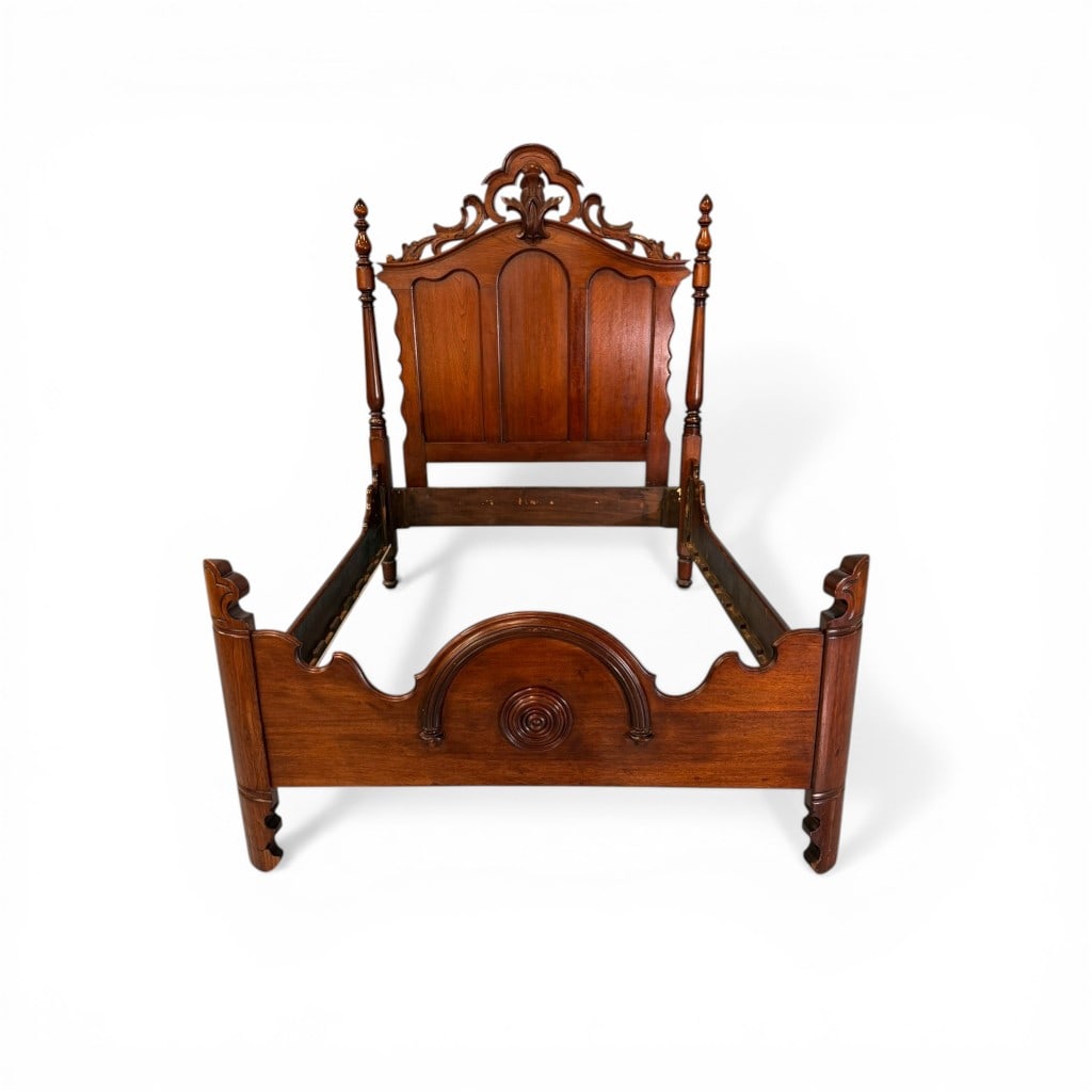 Victorian Walnut High Back Bed (1 of 4)