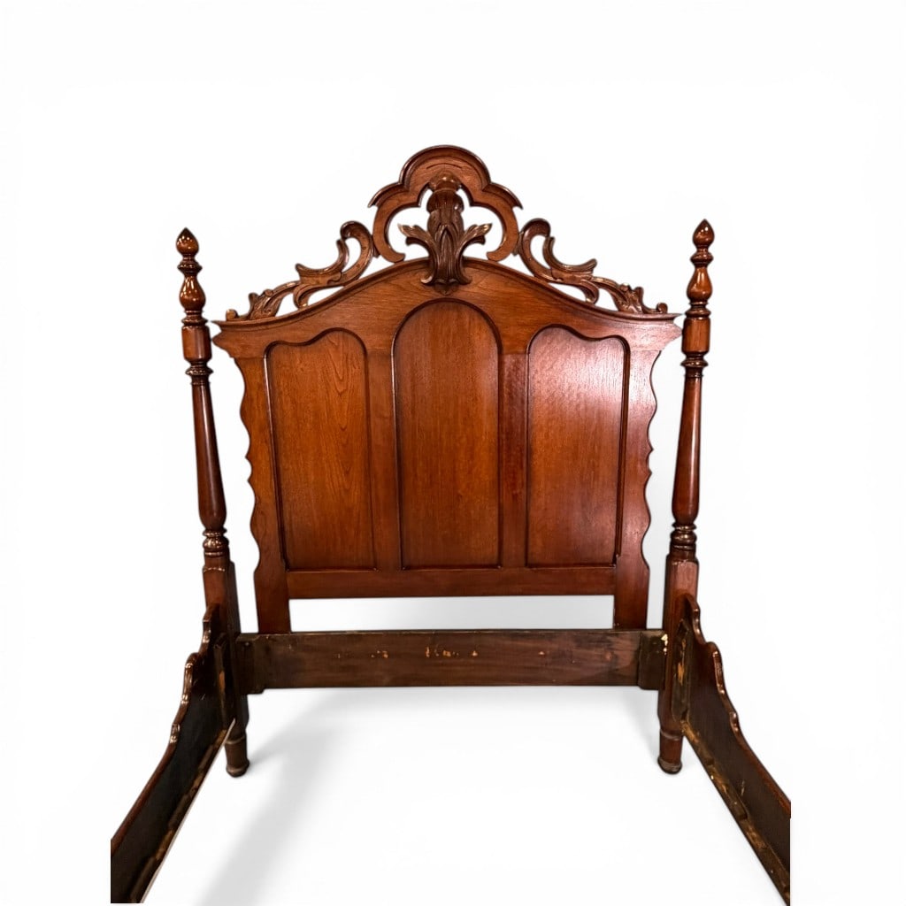 Victorian Walnut High Back Bed - 3