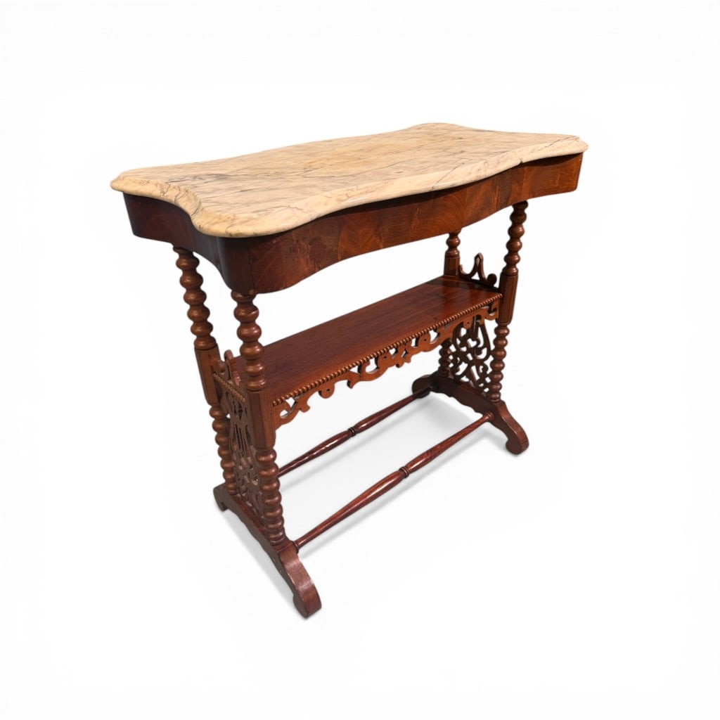 Victorian Marble-Top Side Table - 2