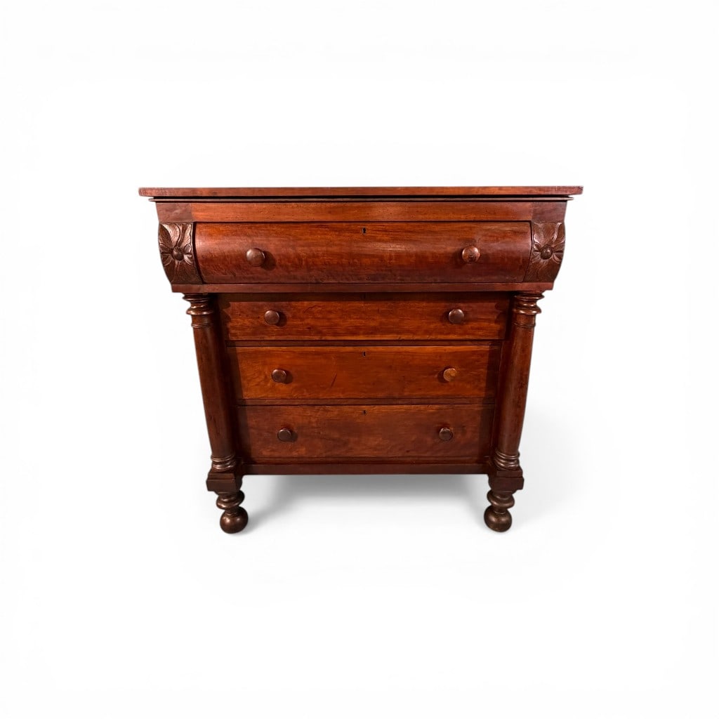 American Empire Mahogany Chest of Drawers with Columns (1 of 9)