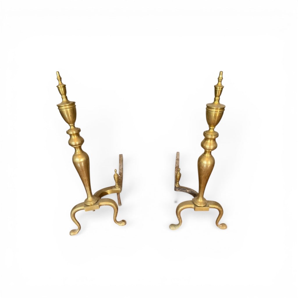 Pair of Brass Andirons, American, 19th Century (1 of 4)