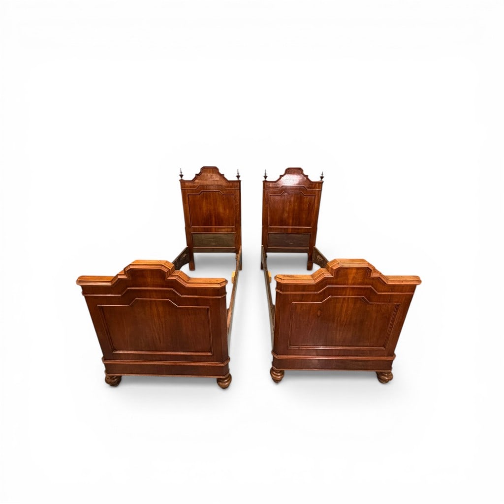Pair of American Twin Bed Frames with bedding, Mid-20th Century (1 of 6)