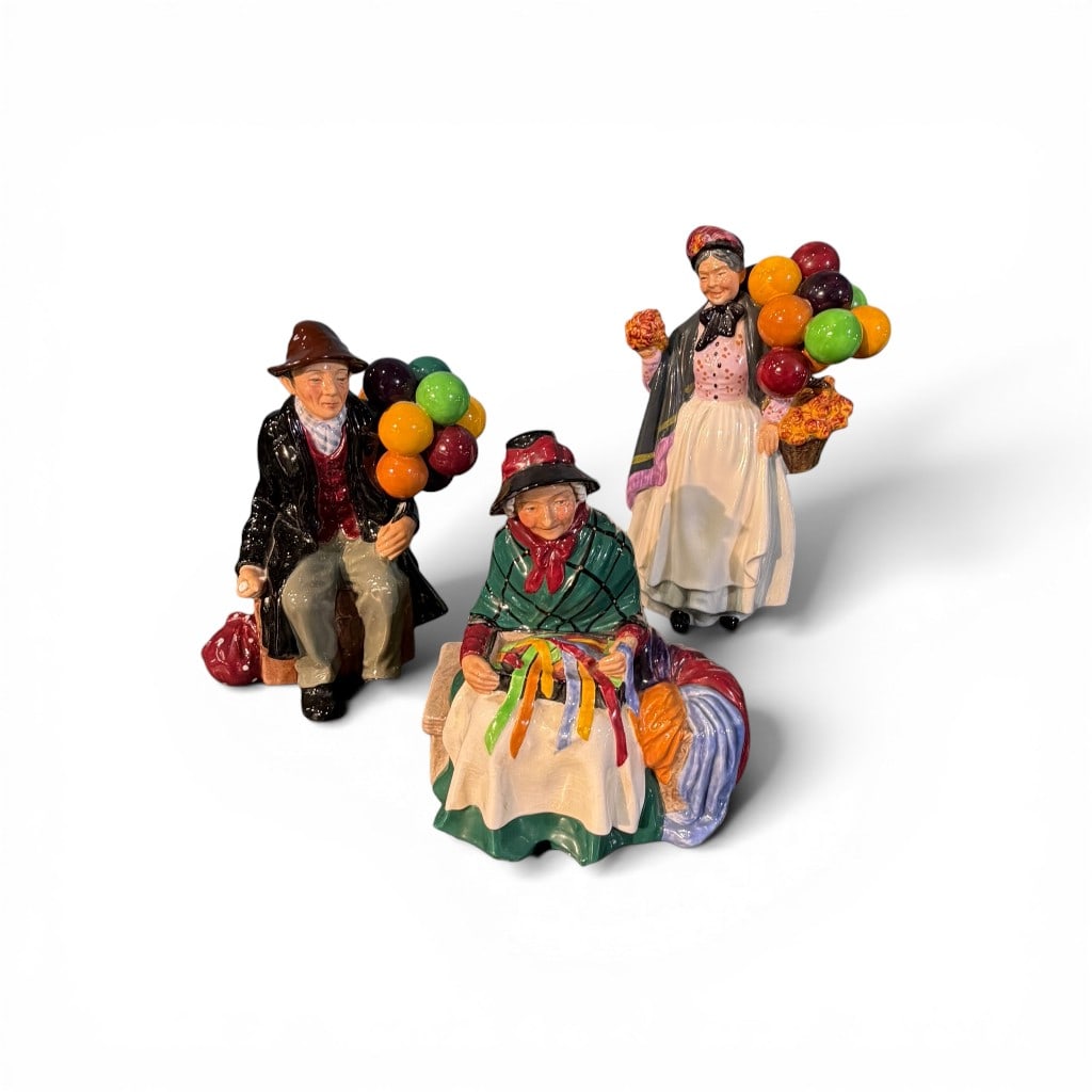 Royal Doulton Figural Group: Balloon Man, Silks and Ribbons, Biddy Pennyfarthing (1 of 3)