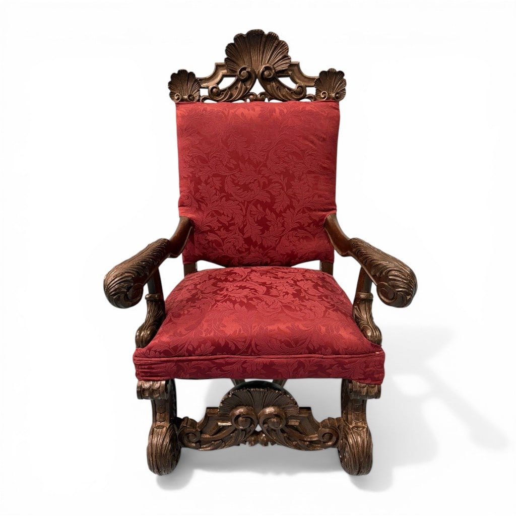 Victorian Renaissance Revival Carved Walnut Armchair (1 of 4)
