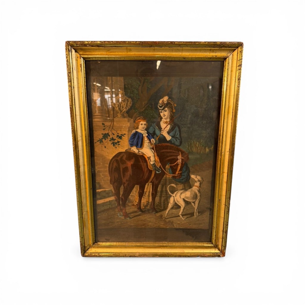 Colored Print of Mother and Child in Gilt Frame, 19th century (1 of 2)