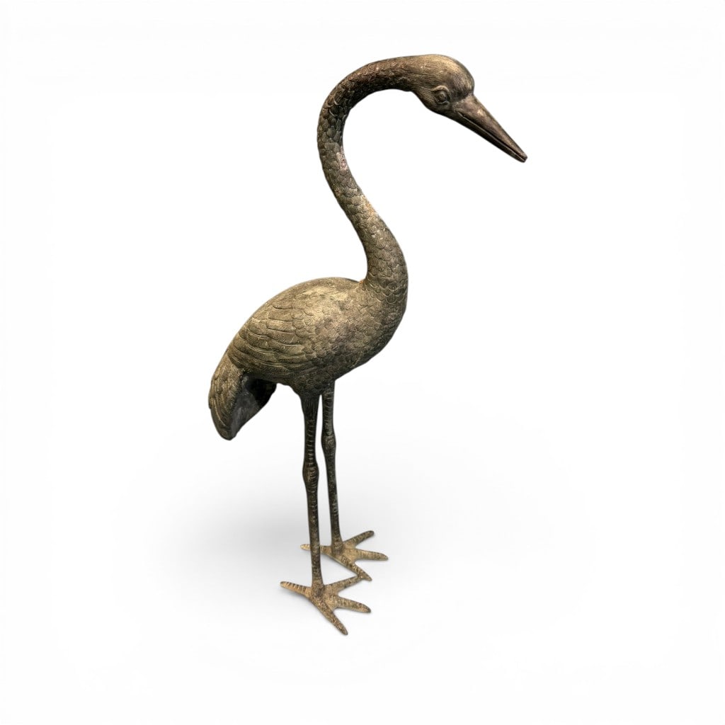 Cast Bronze Crane Garden Sculpture (1 of 3)