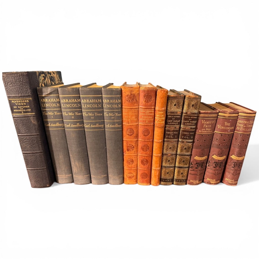 Thirteen Leather Bound and Cloth Bound Books Including Lincoln Volumes (1 of 3)
