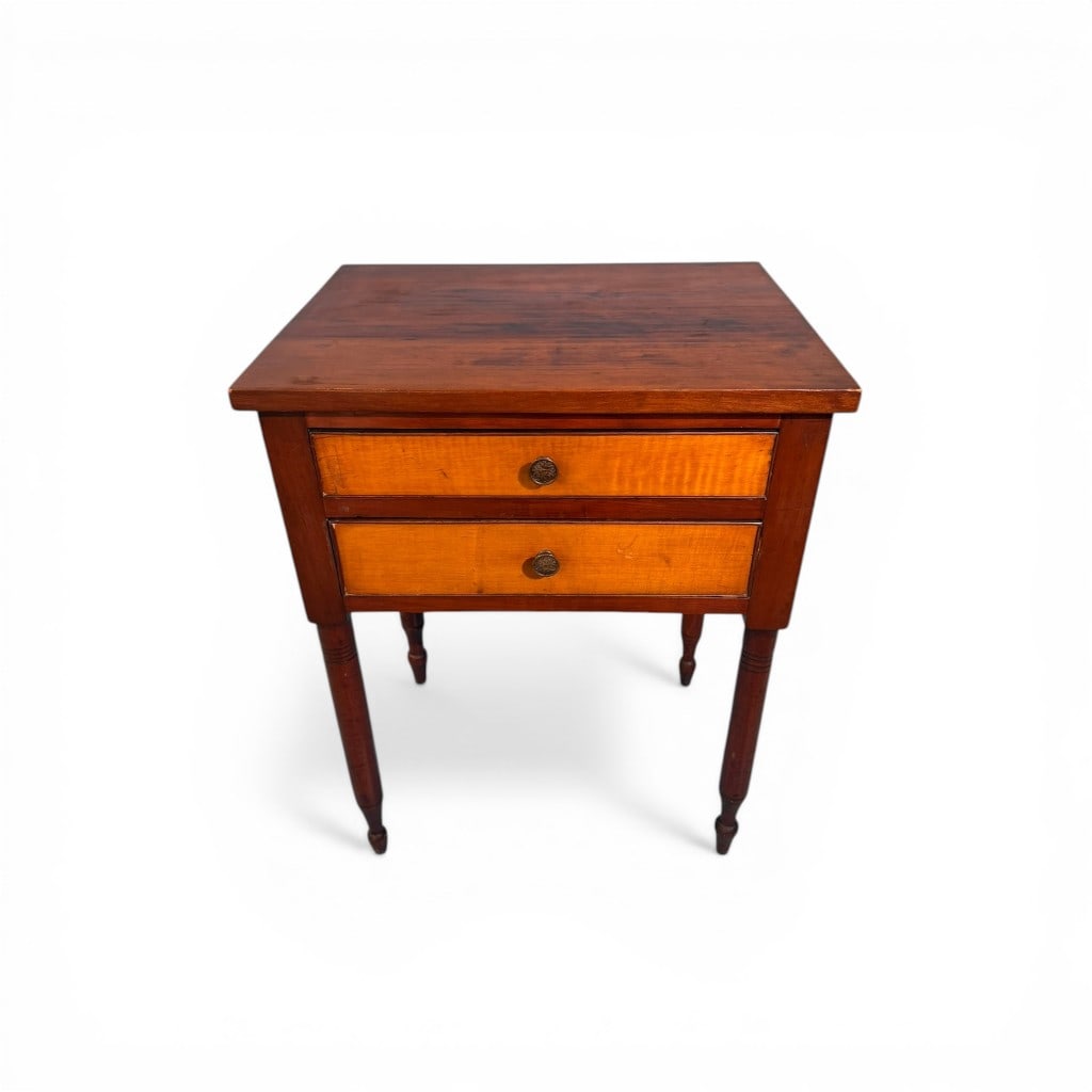 American Sheraton Cherry and Tiger Maple Two-Drawer Stand (1 of 5)