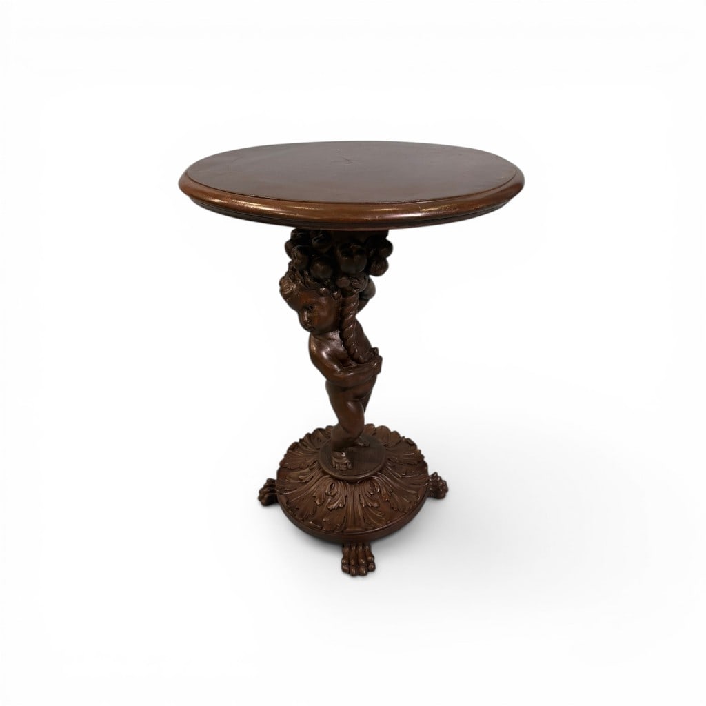 Victorian Figural Carved Walnut Cherub Pedestal Table (1 of 2)