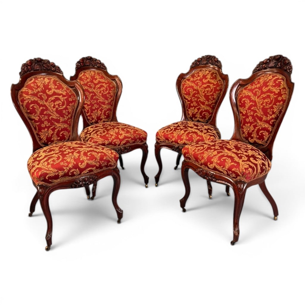 Set of Four American Rococo Revival Laminated Rosewood Side Chairs, Belter "Rosalie Without Grapes" (1 of 6)