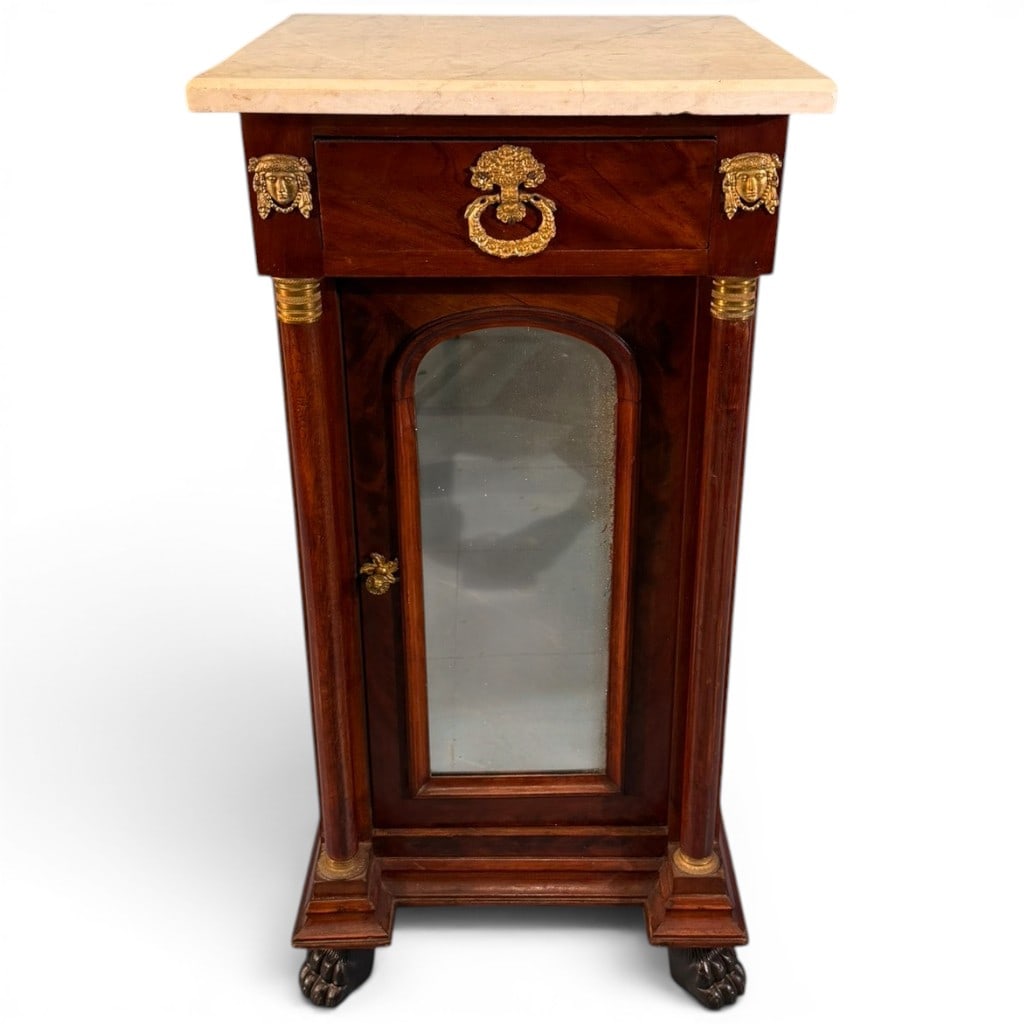 French Empire Mahogany and Marble-Top Cabinet Stand, c. 1820-1840 (1 of 10)