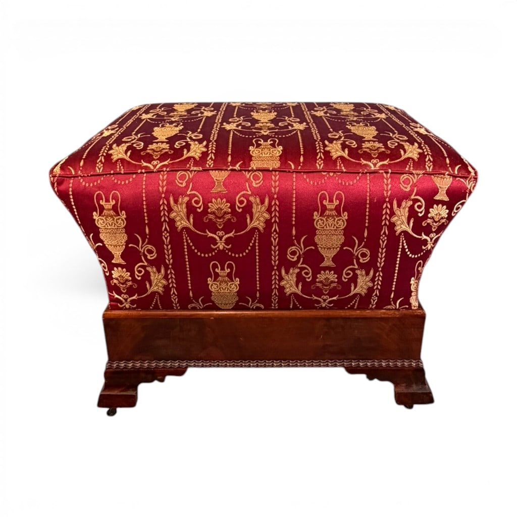 Late Classical Mahogany Upholstered Ottoman (1 of 7)