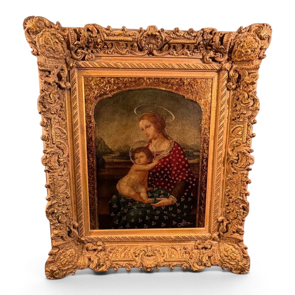 Enrique Ortiz Signed Madonna and Child Oil on Canvas (1 of 6)