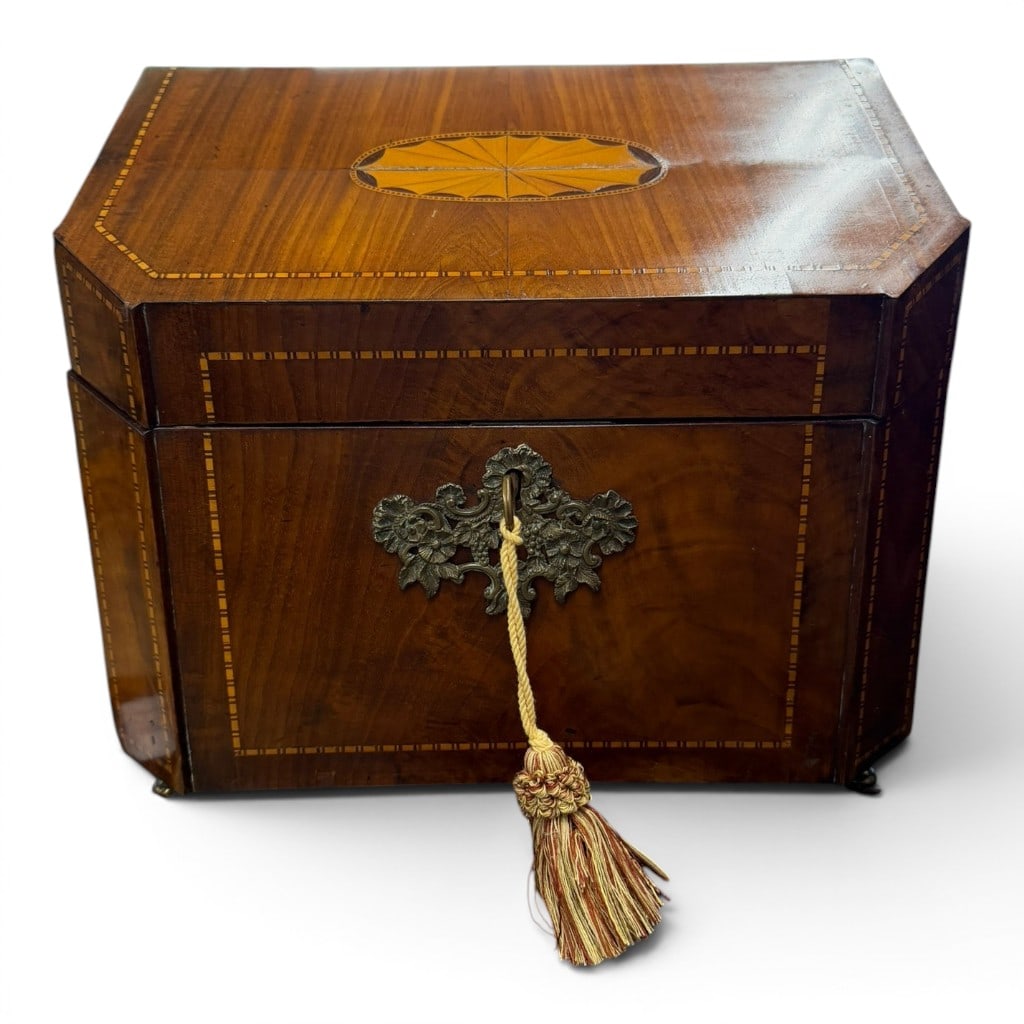 English Mahogany and Satinwood Inlaid Letter Box, 19th C. (1 of 7)