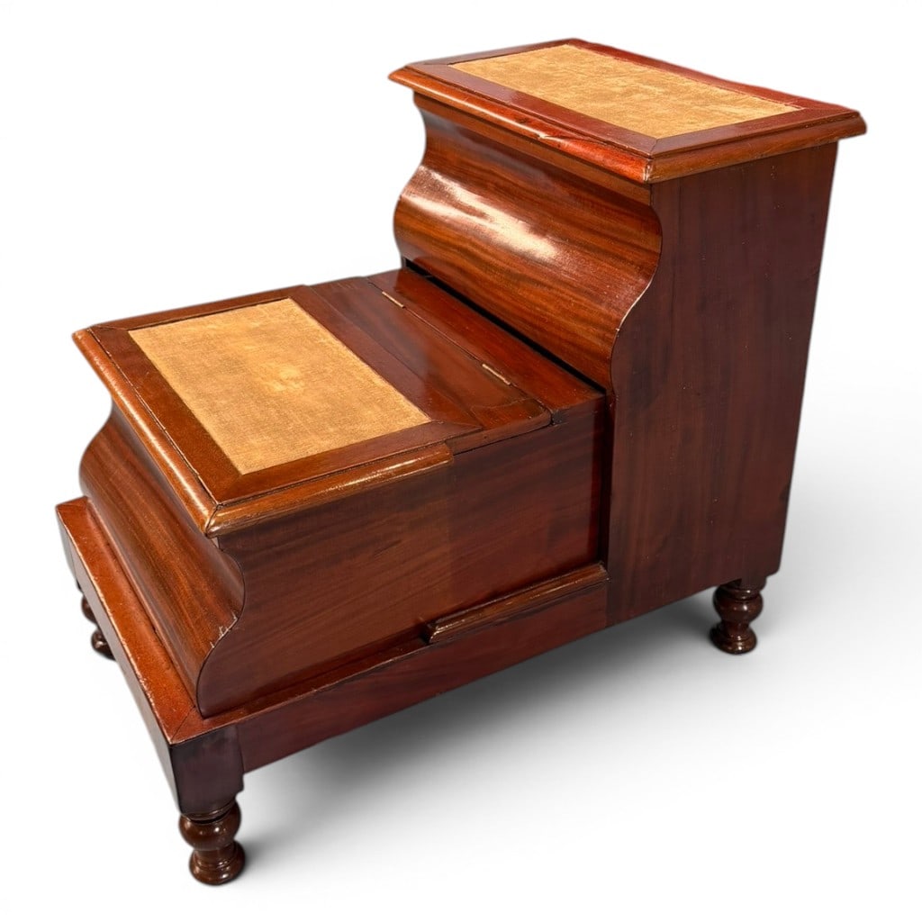 Mahogany Bed Steps with Commode - 4