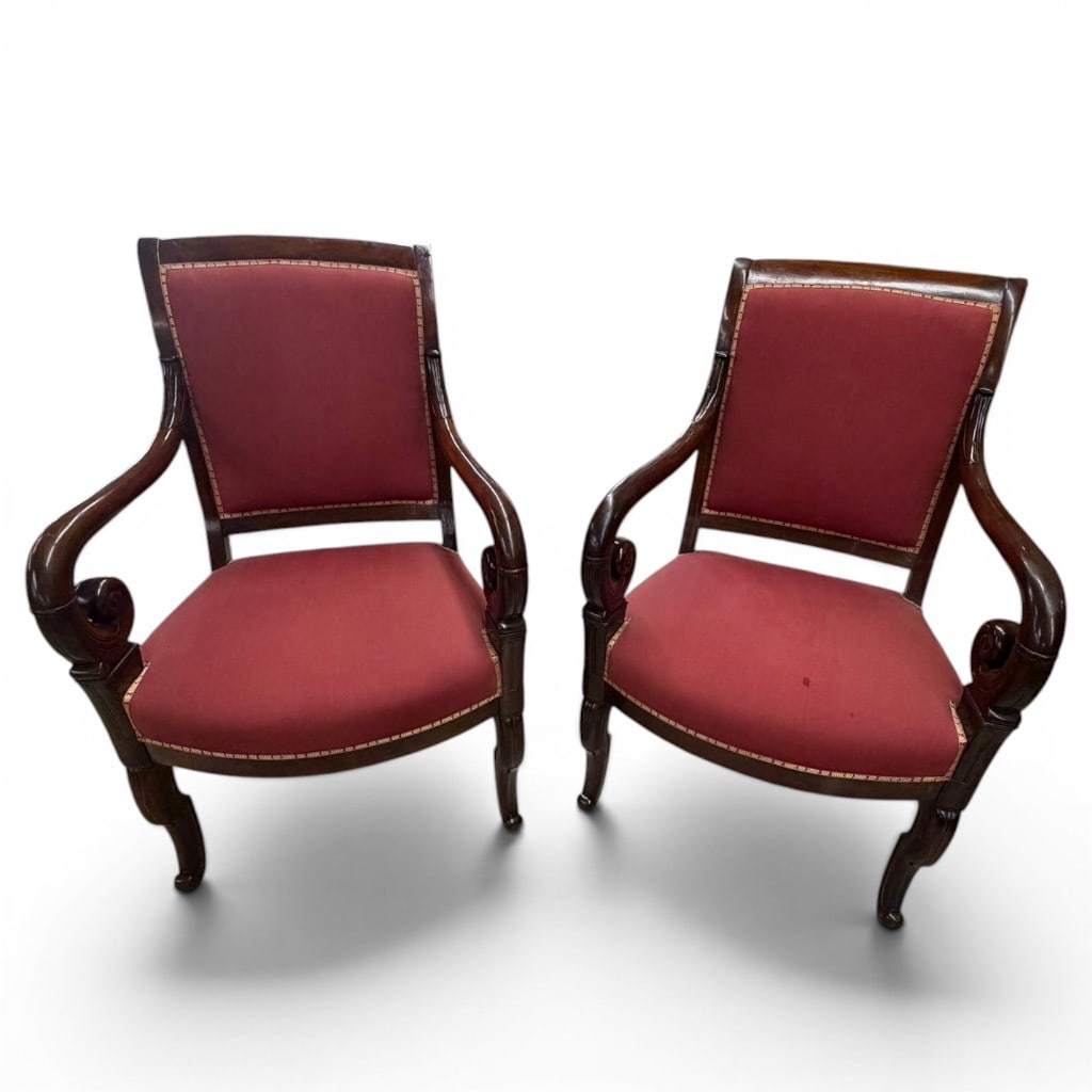 Pair of American Classical Mahogany Armchairs (1 of 9)
