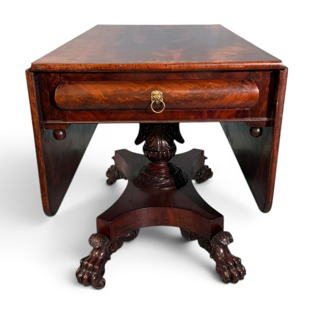 American Classical Mahogany Drop-Leaf Table, New York, Labeled, ca. 1825?1845 (1 of 11)