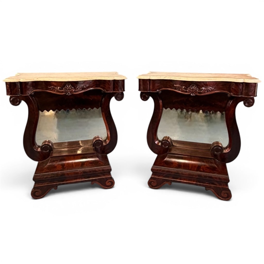 Pair of American Classical Marble-Top Pier Tables, circa 1835?1850 (1 of 13)