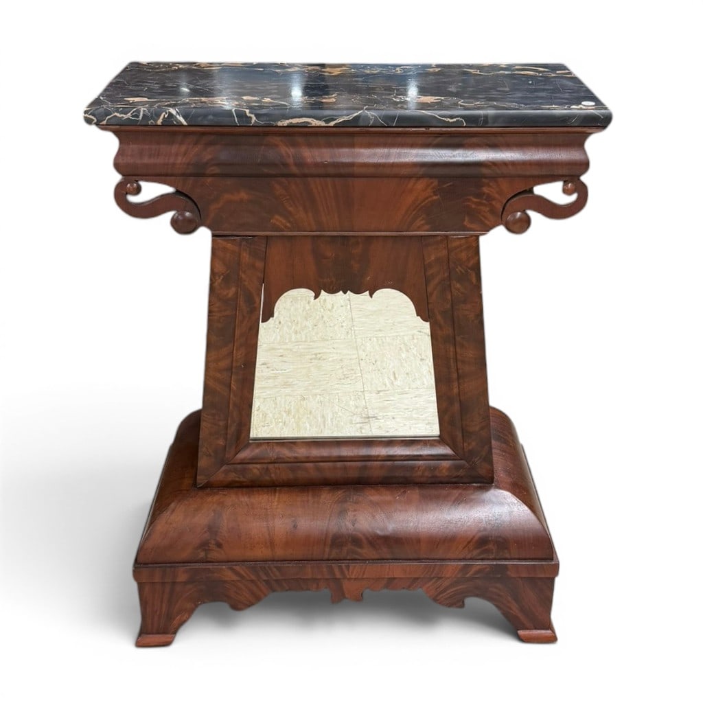 Fine American Classical Flame Mahogany Marble-Top Mixing / Ham Table (1 of 10)